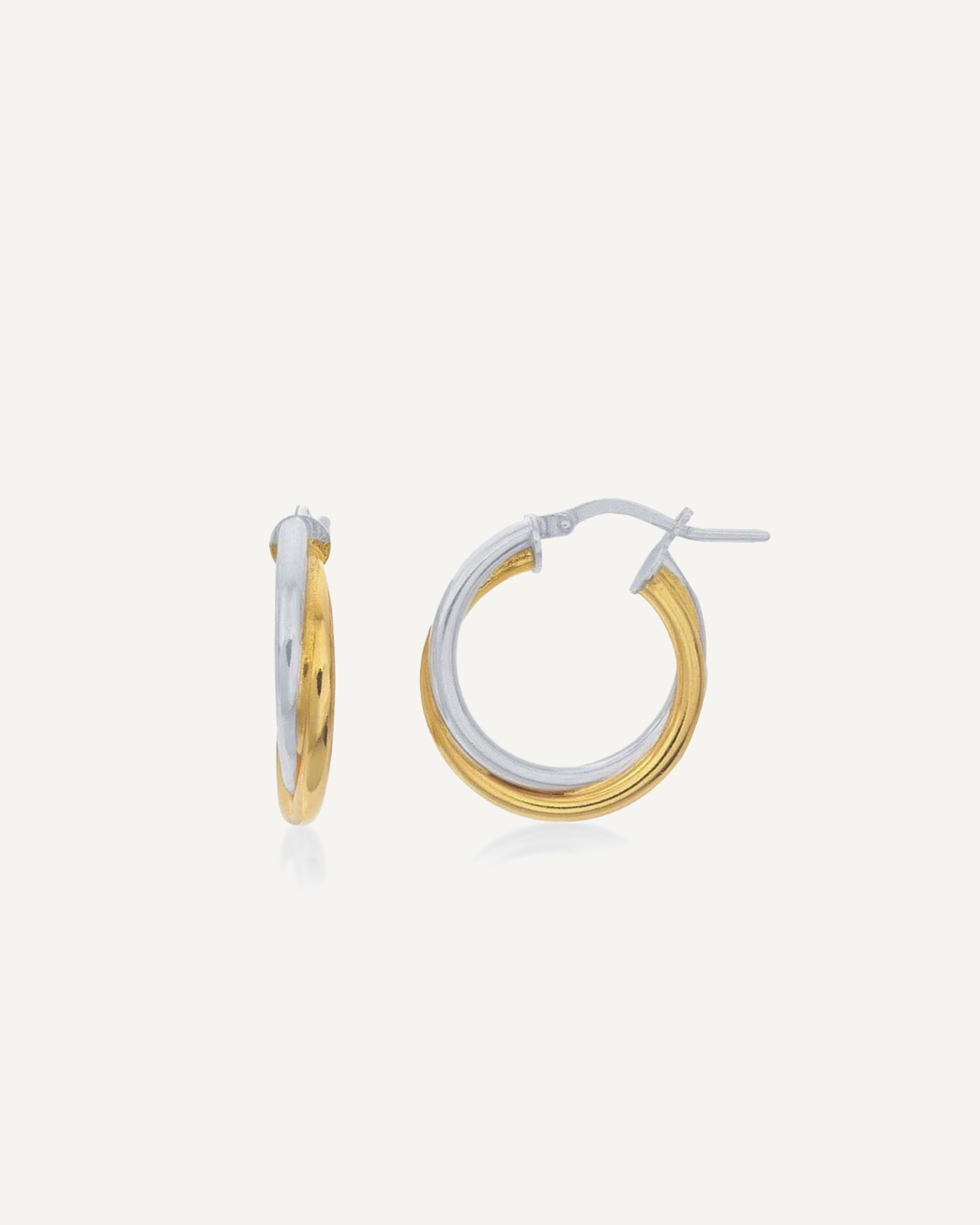 Sterling silver and gold hoop earrings