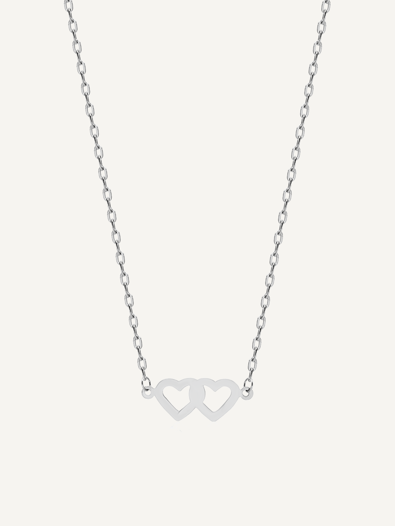 Sterling silver Necklace with two hearts