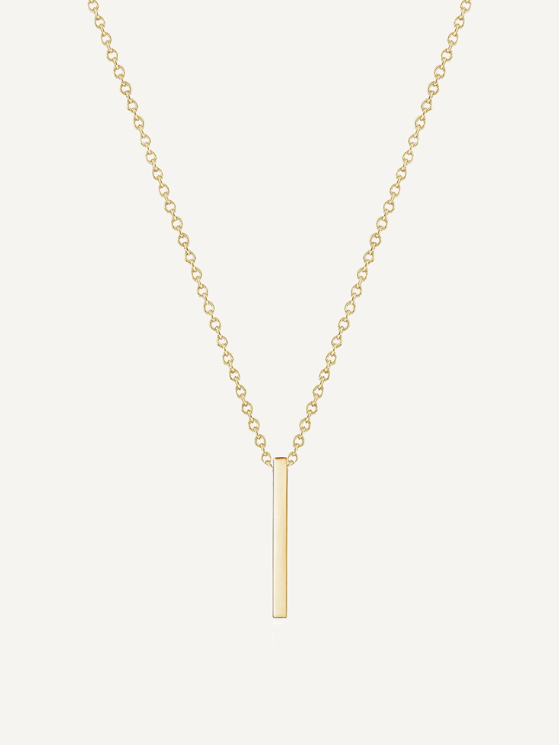 Necklace with gold vertical bar pendant