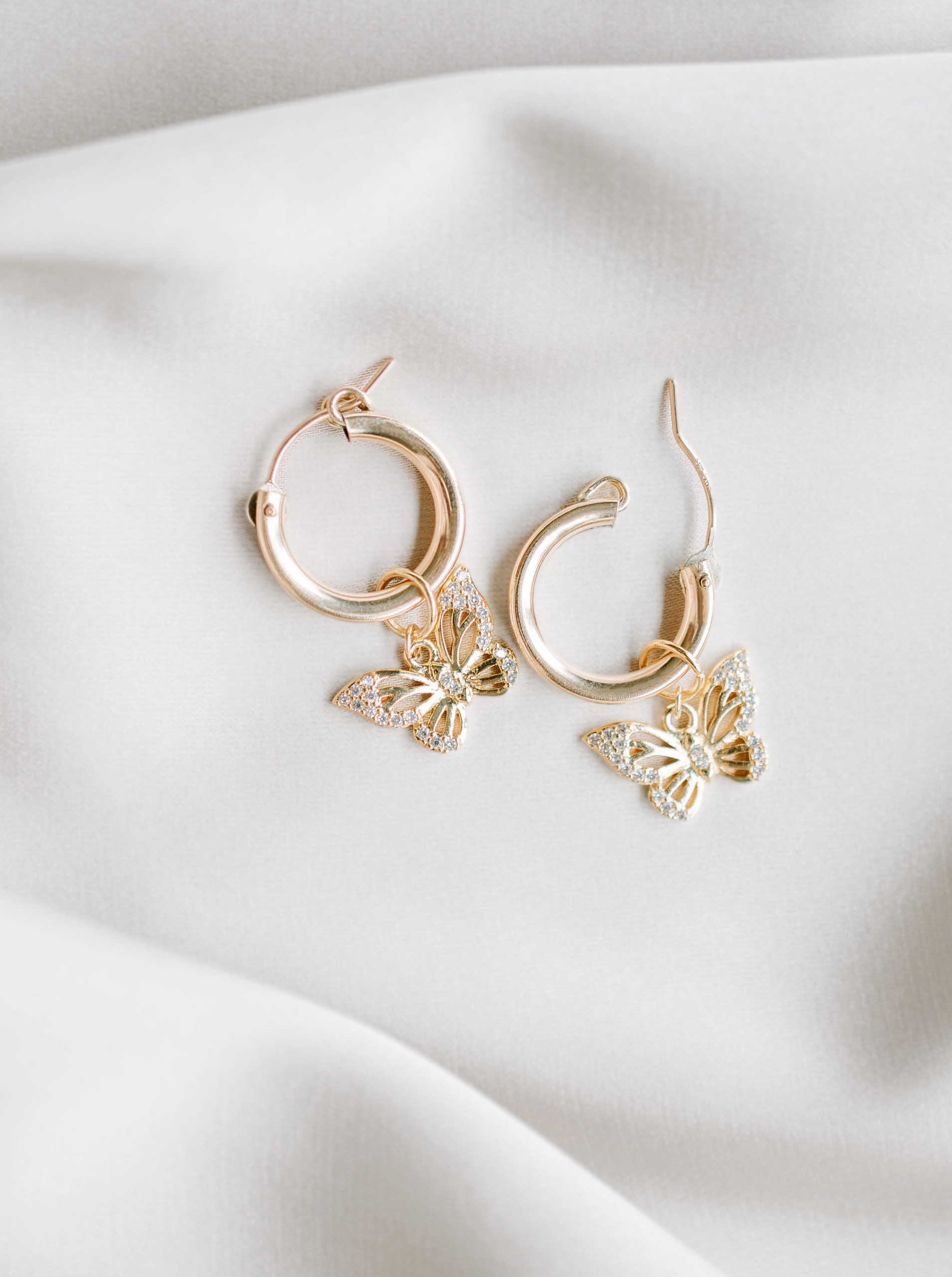Butterfly charm for hoop earrings