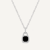 Black Onyx & White Sapphire Pendant Necklace