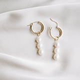 Three Pearl Charm Earrings