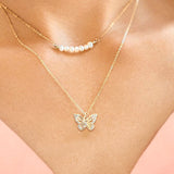 Bree Crystal Butterfly Gold Pendant Necklace