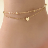 Cherished heart anklet stack