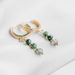 Hoop earrings with green agate