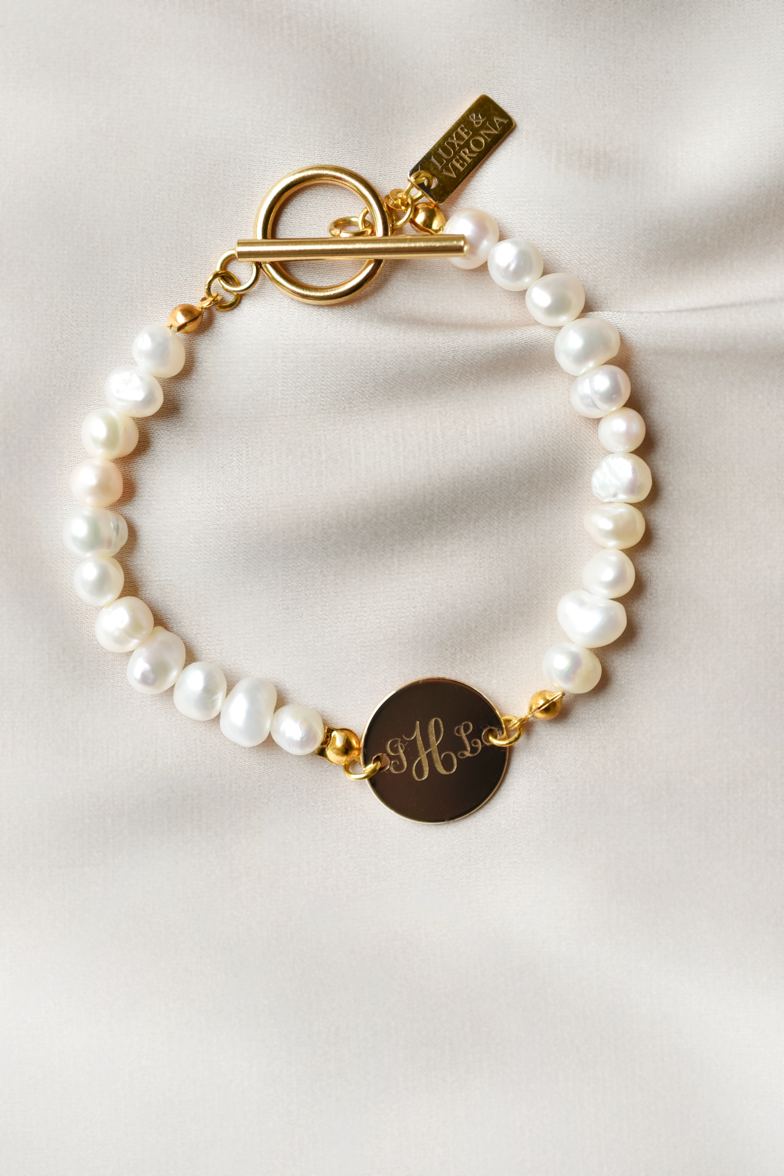 personalized monogram pearl bracelet